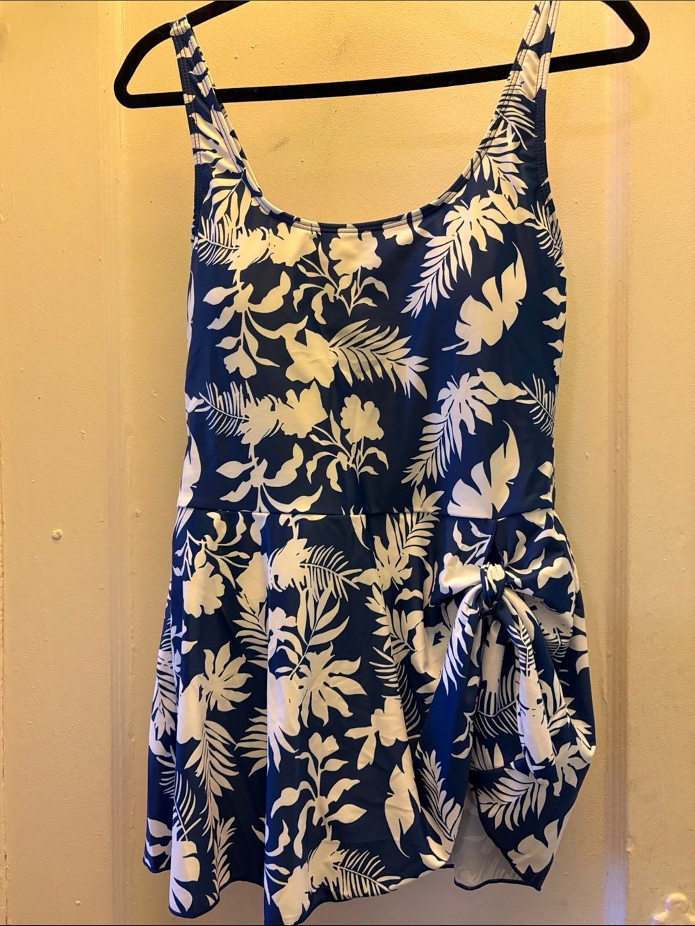 Blue and white skirted swimsuit L NWOT